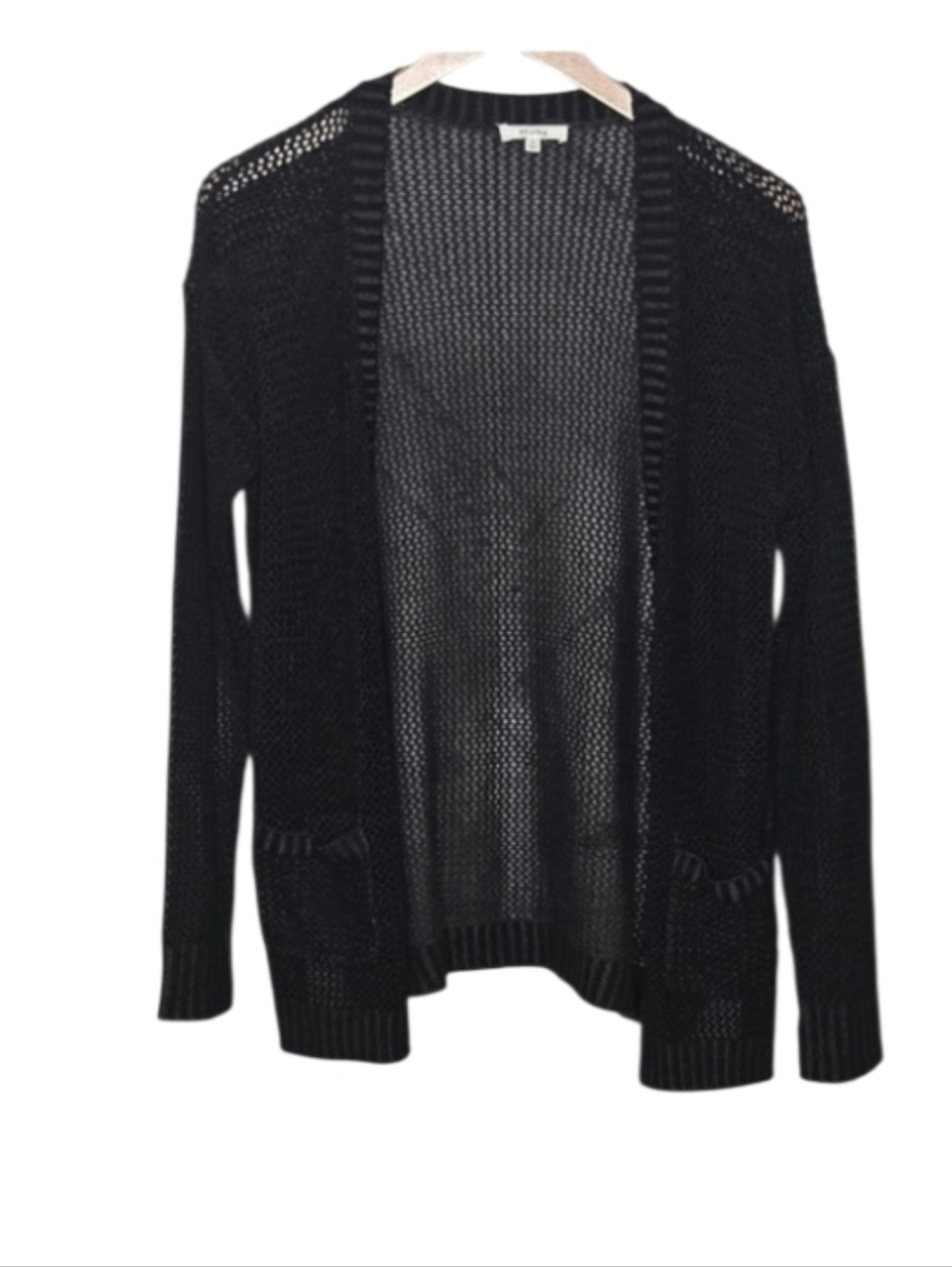 Mudd Slate Gray Black Knit Open Front Sweater Cardigan